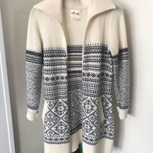 Telluride wool cardigan. Grey black and cream